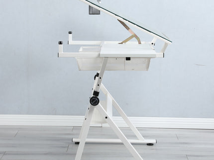 Adjustable Tempered Glass Drafting Printing Table With Chair