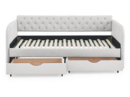 Daybed With Trundle And Storage Drawers, Flat Arms With Pocket