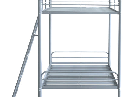 Long Beach - Twin Over Twin Bunk Bed With Built In Guardrails And Angled Ladder - Silver