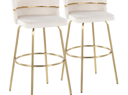 Cinch - Glam / Art Deco Fixed Height Barstool With Swivel With Round Footrest (Set of 2)