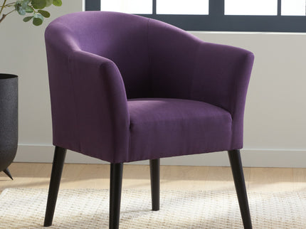 Fabric Arm Chair With Wooden Legs And Cushioned Seat - Plum