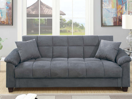 Adjustable Sofa With Hidden Storage And USB Port, Plush Cube Pattern Couch With Pillows - Gray