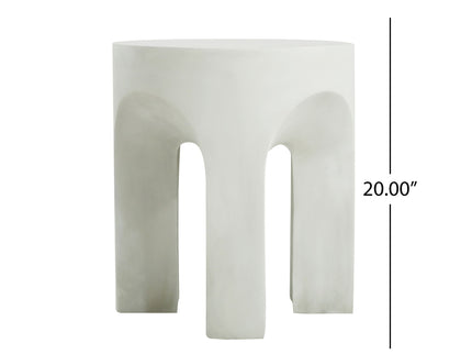 Outdoor Round Top Side Table / End Table, Living Room Accent Table - Antique White