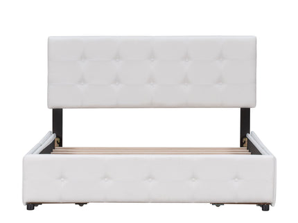 Upholstered Platform Bed With Classic Headboard And Drawers, No Box Spring Needed