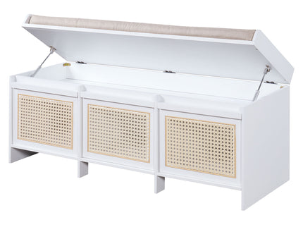 Entryway Shoe Bench With Drawers & Button Tufted Cushion
