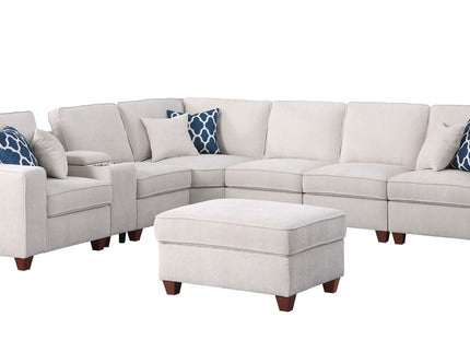 Rene - Sectional Sofa With Ottoman - Beige