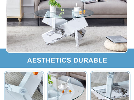 Modern Round Glass Coffee Table With Tempered Glass