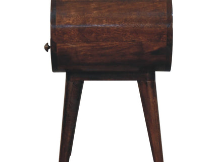Circular Bedside Table With Open Slot - Walnut
