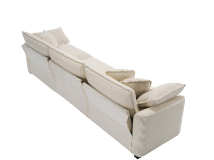 Mid-Century Modern 3 Seater Sectional Sofa With Arm And Throw Pillows