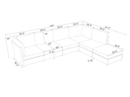 Upholstered Modular Sectional With Custom Configuration And Removable Cushions