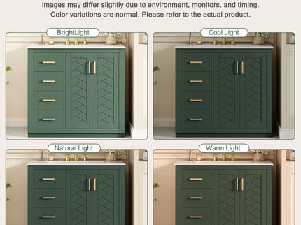 Bathroom Vanity With Sink Combo, Storage Cabinet, Freestanding Set With 3 Drawers & Soft Closing Doors
