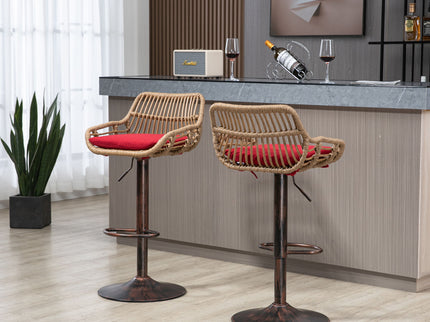 Modern Swivel Bar Stools Adjustable Counter Chairs With Footrest (Set of 2)