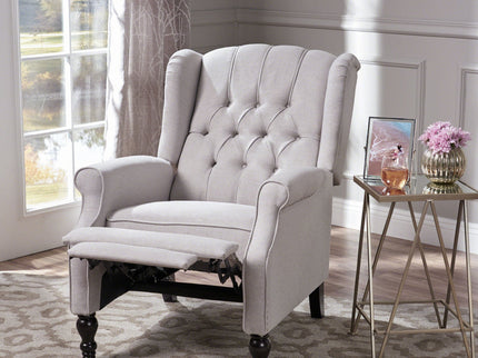 Armchair Recliner With Pushback Mechanism And Wingback Design