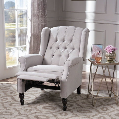 Armchair Recliner With Pushback Mechanism And Wingback Design
