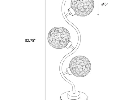 Vandy - 3 Light Curvy Table Lamp With Orb Shades - Chrome