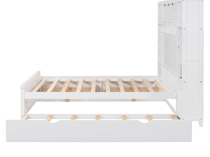 Bed With All In One Cabinet, Shelf And Sockets, Trundle