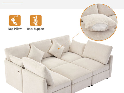 Sectional Sofa Modular U-Shaped With Ottoman & USB Ports