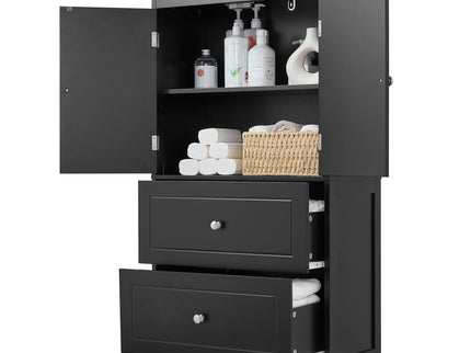 Bathroom Storage Cabinet With 2 Doors And Drawers, Adjustable Shelf