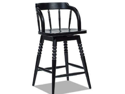 Breda - Turned Bubble Spindle Low Back Counter Stool - Black