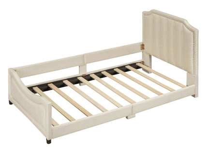 Upholstered Daybed With Classic Stripe Shaped Headboard