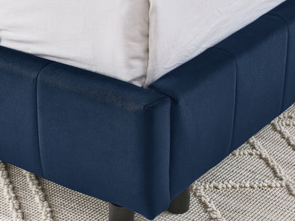 Mid-Century Storage Upholstered Tufted Bed Frame With Backrest And Armrests