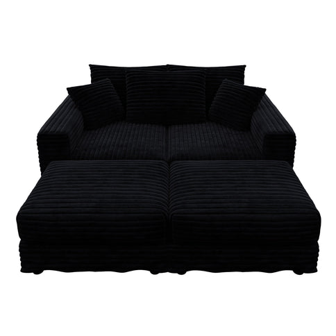 Convertible Deep Seat Sofa With Soft Pillows And Ottomans