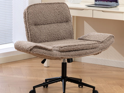 Criss Cross Swivel Desk Chair With Adjustable Armrests & Wheels For Home Office