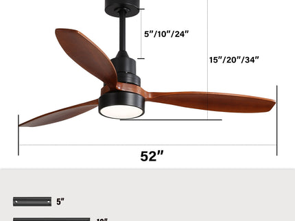 Ceiling Fan With Reversible DC Motor, LED Light, Solid Blades, Remote Control
