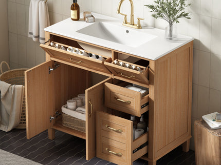 Bathroom Vanity With Sink, Soft Close Doors & Drawers - Wood
