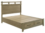 Light Brown / 4 Pc. Storage Bed, Nightstand, Dresser, Mirror / Queen