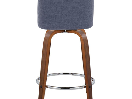 Toriano - Mid Century Modern Fixed Height Counter Stool With Swivel With Round Footrest (Set of 2)