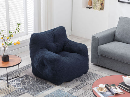 Soft Teddy Fabric Tufted Foam Bean Bag Chair With Teddy Fabric