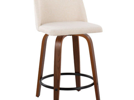 Toriano - Mid Century Modern, Fixed Height Counter Stool & Swivel And Round Footrest (Set of 2)