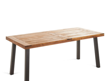 Della - Modern Industrial Dining Table With Acacia Wood Top - Teak