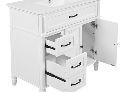 Bathroom Vanity With Sink, 2 Doors 2 Drawers, Freestanding Design