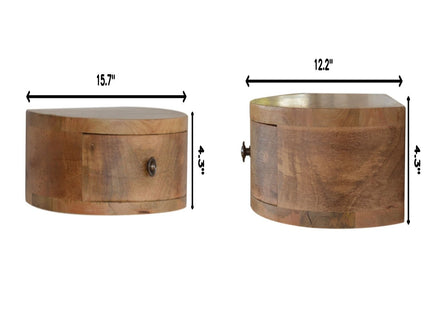 Wall Mounted Rounded Nightstand - Oak