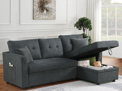 Sectional Sofa Bed L Shaped Sofa Couch Bed With USB Port, Reversible Chaise With Storage