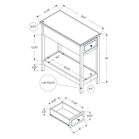 Accent End Table, 2 Tier, Storage Drawer, Transitional - Walnut
