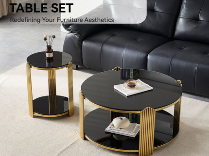 Round Table With Double Layer Storage