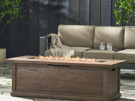 Transitional Rectangular Outdoor Propane Fire Pit With 50, 000 Btu