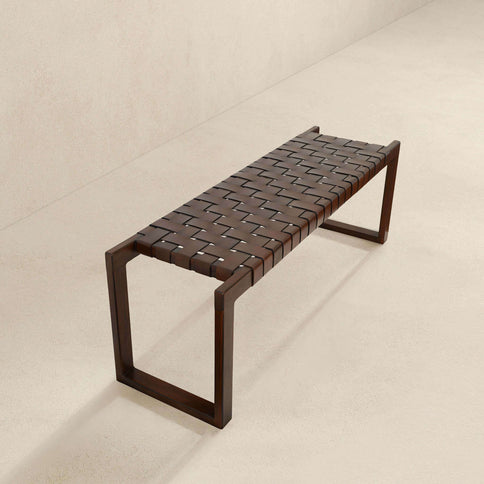 Christina - Bench - Cognac / Dark Brown / Tan
