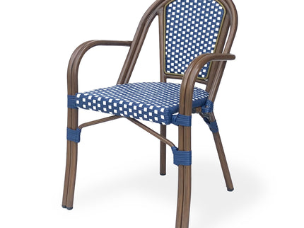 Bistro Chair With 2 Toned Checkered Pattern, (Set of 2) - White / Navy