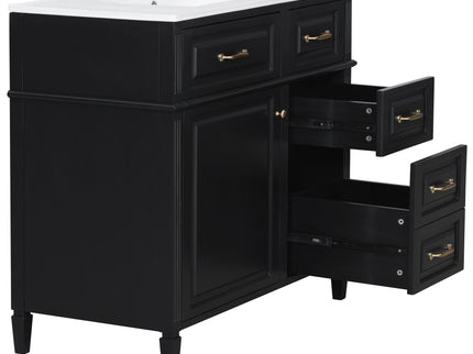 Modern Bathroom Vanity With Sink Top, Flip Drawer Design