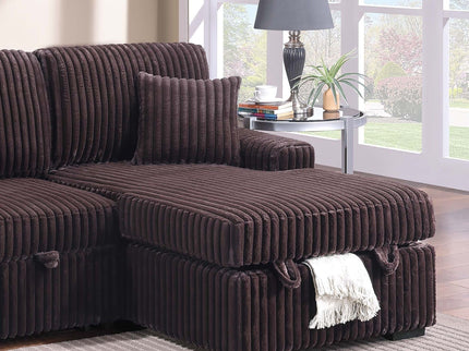 Convertible Sectional Upholstered Sleeper Sofa With Storage Chaise