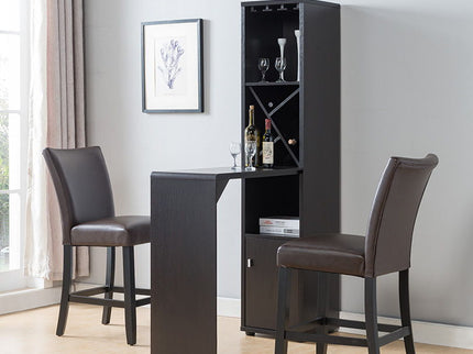 Bar Cabinet, Extended Table Kitchen Cabinet With Wine Bottle Compartment & Open Shelving - Red Cocoa
