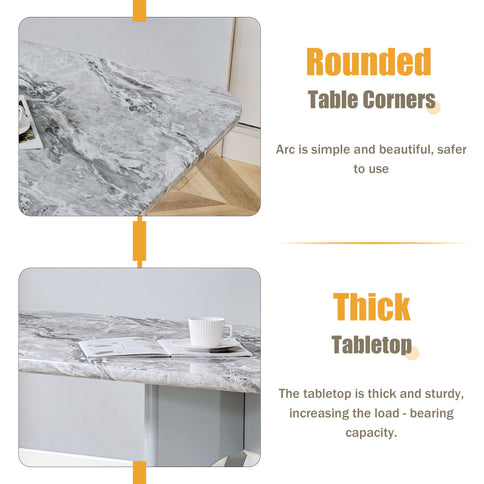 Modern Dining Table With Sleek Hollow-Out Frame And Accents