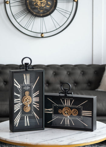Decorative AndRoman Numeral Table Clock, Home Decor Gear Clock - Multicolor