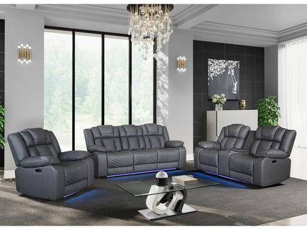 Raize - 10 Power Console Reclining Loveseat With LED And Immersive Sound - Gray