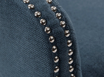 Accent Chair With Quilted Back And Silver Studs - Dark Blue