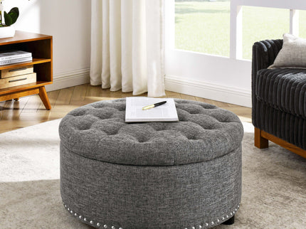 Tufted Storage Ottoman With Upholstery